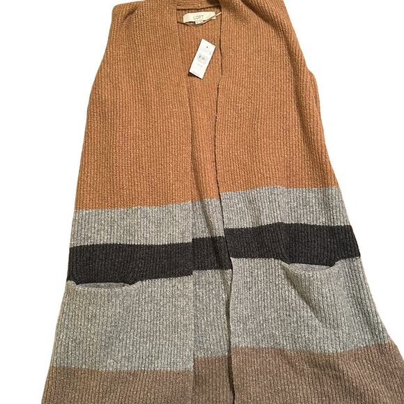 Loft Women’s Color Blocked Striped Sleeveless Cozy Sweater Vest Sz S Oversized - Picture 3 of 5